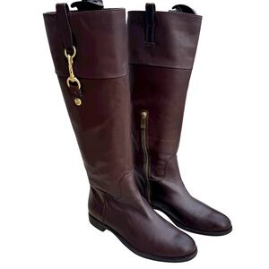 Coach Martta Knee High Boots Brown Leather